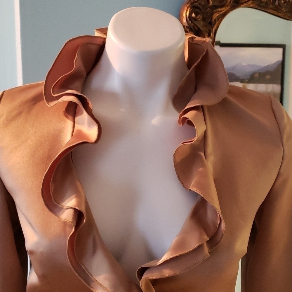 Gold Satin Ruffle Blouse Spenser Jeremy - Picture 2 of 6